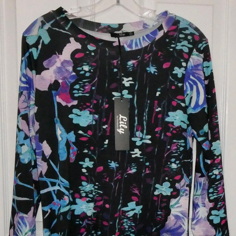 BRAND NEW LILY BY FIRMIANA BEAUTIFUL MULTICOLOR TUNIC TOP SHIRT WOMENS MEDIUM